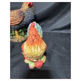 Set of 3 Hand-Painted Rooster Figurines