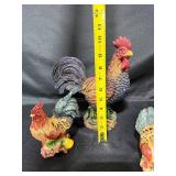 Set of 3 Hand-Painted Rooster Figurines