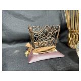 Decorative Collection: Wire Basket, Candle Holder & Glass Orb