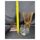 Decorative Collection: Wire Basket, Candle Holder & Glass Orb