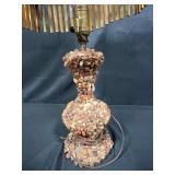 Vintage Wooden and Stone Table Lamp with Unique Shade Design