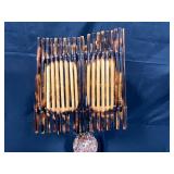 Vintage Wooden and Stone Table Lamp with Unique Shade Design