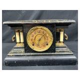 Antique Marble Mantel Clock with Brass Details