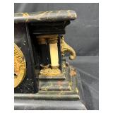 Antique Marble Mantel Clock with Brass Details