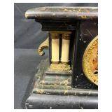 Antique Marble Mantel Clock with Brass Details