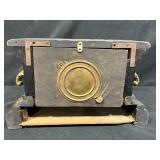 Antique Marble Mantel Clock with Brass Details