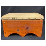 Wooden Footstool with Upholstered Top