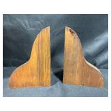 Collection of Decorative Glass and Ceramic Vases with Wooden Bookends