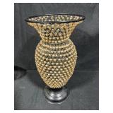 Collection of Decorative Glass and Ceramic Vases with Wooden Bookends