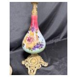 Pair of Vintage Decorative Ceramic Pitchers with Floral Design