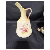 Pair of Vintage Decorative Ceramic Pitchers with Floral Design