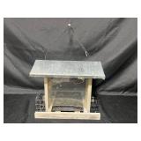 Wooden Bird Feeder with Metal Wire Sides