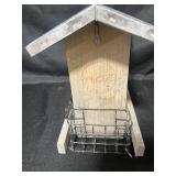 Wooden Bird Feeder with Metal Wire Sides
