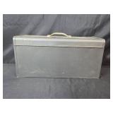 Vintage Metal Toolbox with Dual Red Drawers