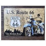 Framed US Route 66 Vintage Motorcycle Metal Sign