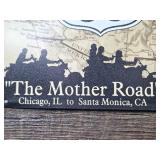 Framed US Route 66 Vintage Motorcycle Metal Sign