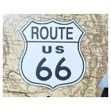 Framed US Route 66 Vintage Motorcycle Metal Sign