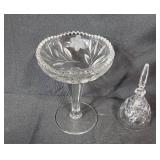 Collection of Vintage Glassware Pieces Including Goblets and Compote