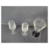 Collection of Vintage Glassware Pieces Including Goblets and Compote