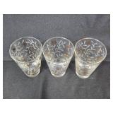 Set of Vintage Glass Tumblers with Floral and Star Patterns
