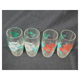 Set of Vintage Glass Tumblers with Floral and Star Patterns