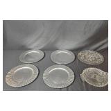 Set of Vintage Glass Serving Plates and Textured Round Placemats/Chargers