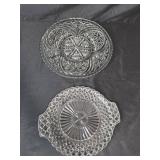 Set of Vintage Glass Serving Plates and Textured Round Placemats/Chargers