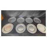 Set of Vintage Glass Serving Plates and Textured Round Placemats/Chargers