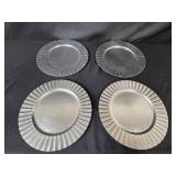 Set of Vintage Glass Serving Plates and Textured Round Placemats/Chargers