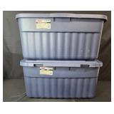 Set of 2 Rubbermaid Roughneck Jumbo Hinged Storage Containers