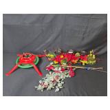 Christmas Centerpiece Floral Arrangement with Metal Stand and Artificial Plant