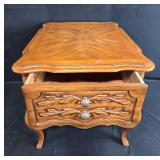 Vintage Drexel End Table with Drawer and Cabriole Legs