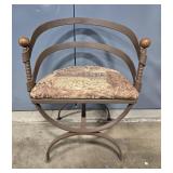 Vintage Metal Accent Chair with Ornate Cushion