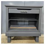 Vintage Charcoal Gray Side Table with Drawer and Shelf
