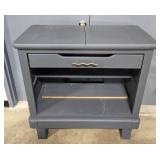 Vintage Charcoal Gray Side Table with Drawer and Shelf