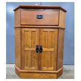 Corner Wooden Storage Cabinet with Two Shelves and Drawer
