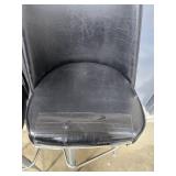 Pair of Vintage Bar Stools with Black Faux Leather Seats