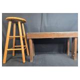 Wooden Stool and Table