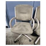 Pair of Used Swivel Office Chairs with Wooden Frames