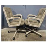 Pair of Used Swivel Office Chairs with Wooden Frames