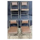 Set of Brown Metal Frame Folding Chairs