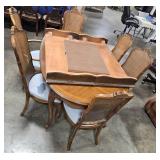 Vintage Dining Table with Chairs, Protective Pads and Extensions