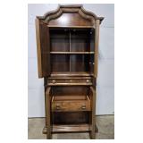 Antique Wooden Armoire with Brass Accents and Drawers