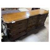 Vintage Wooden Dresser with Nine Drawers