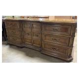 Vintage Wooden Dresser with Nine Drawers