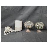 Set of Glass Candle Holders and Google Home Smart Speaker