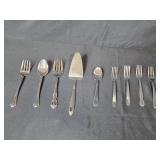 Set of Silverware and Crystal Decor Pieces