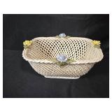 Assorted Kitchenware Collection with Ceramic Pot, Plate, and Woven Basket