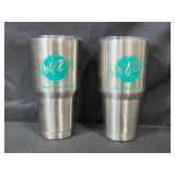 Assorted Drinkware Collection with Tumblers, Cups, and Tray