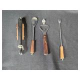 Lot of Vintage Glassware and Metal Serving Utensils Sets